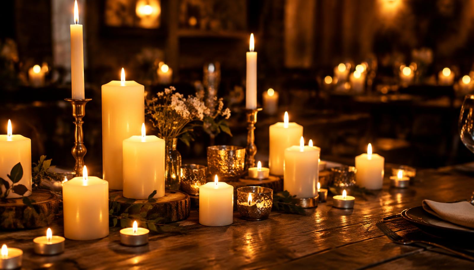 Brandende kaarsen op een houten tafel